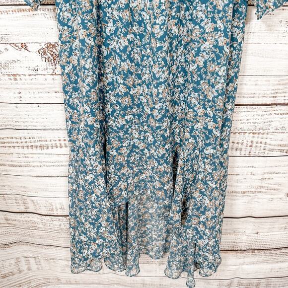 1.State Woodland Floral High Low V-Neck Midi Dress, EUC, Size 1X, MSRP $140 - Picture 5 of 13